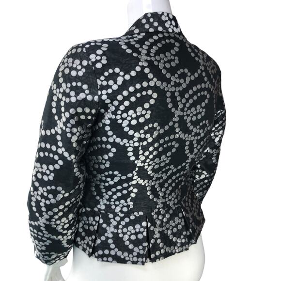 Samuel Dong Womens Size M Blazer Jacket Black Silver Dotted Collared Button Up - Picture 6 of 15
